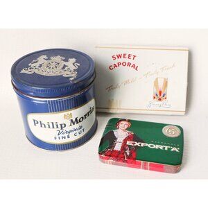 3 Vintage Tobacco Tins Export Philip Morris Sweet Corporal